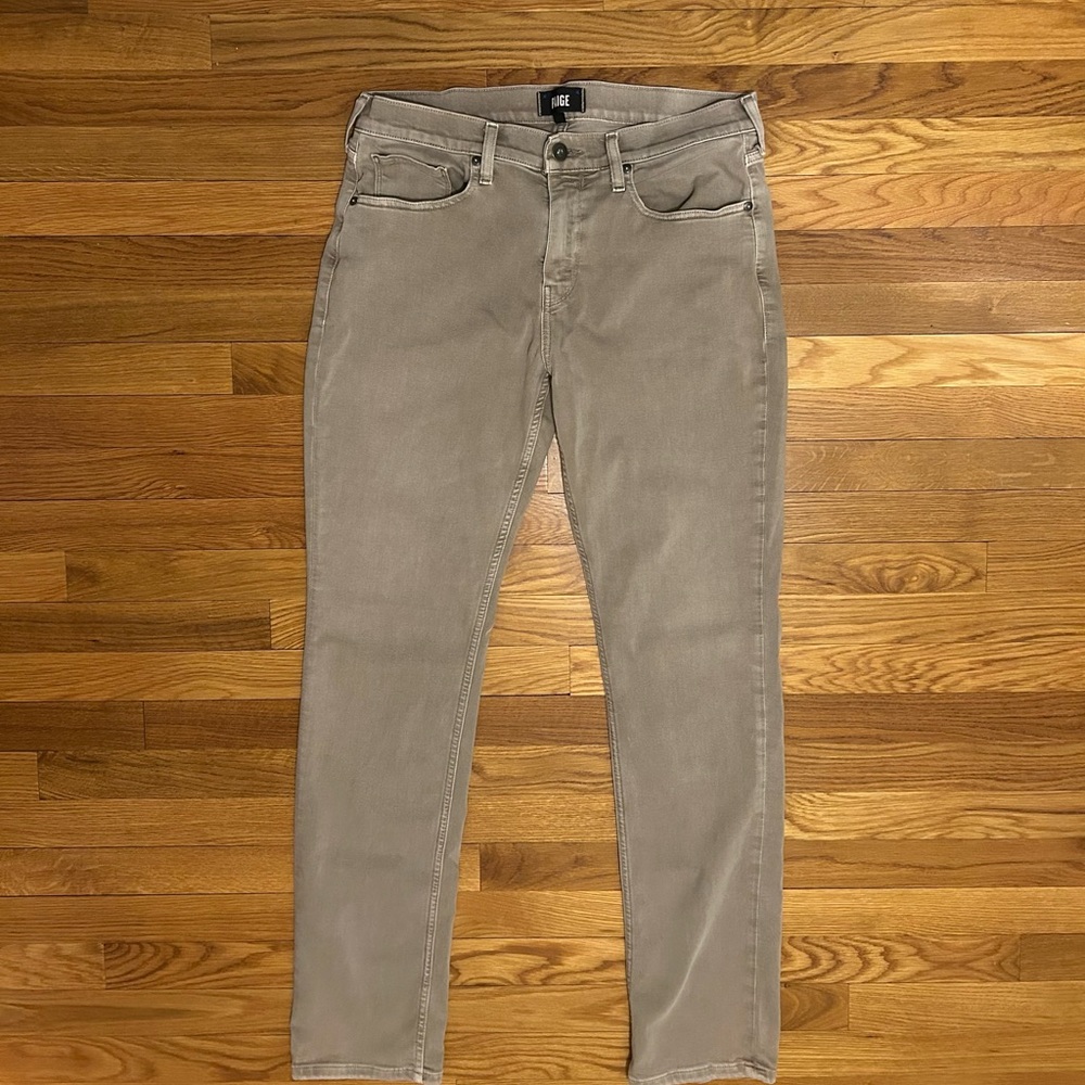 PAIGE FEDERAL Slim Straight Jeans Pants MENS SIZE 34 Vintage Beige Ash